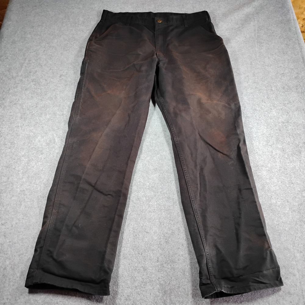 Carhartt B11-BLK Loose Fit Washed Duck Work Dungaree Pants Men 36x32 Black Faded